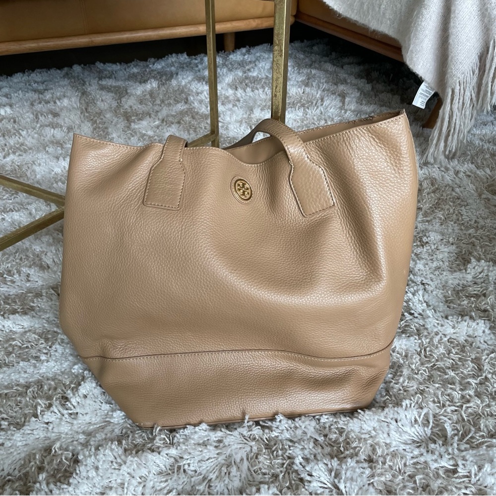 Tory Burch Leather Monogram Tote